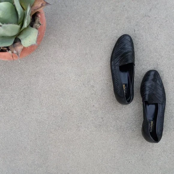 Vintage Leather & Lizard Chevron Loafer/Driving Shoe Size 9